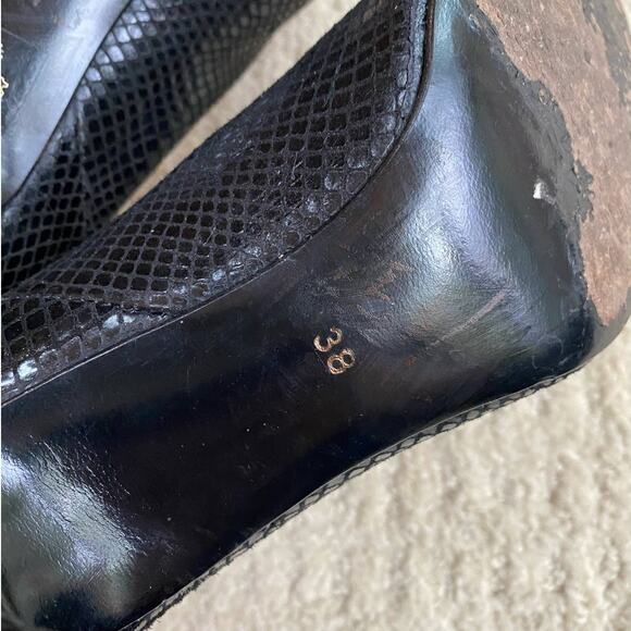 High Heel Ankle Boots EU 38 / US 7.5M Black Textured Leather by Tsaloros Mallos - Picture 11 of 11